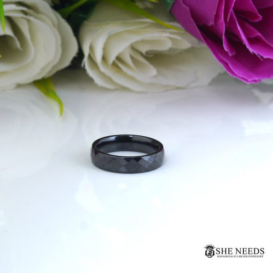 Men’s Black Designer Ring | Modern Matte Finish Band