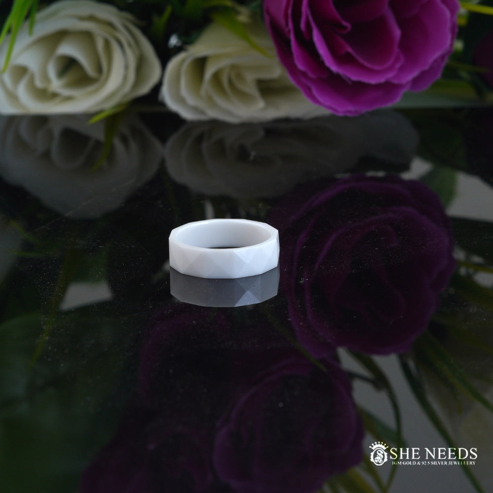 Men’s White Designer Ring | Modern Matte Finish Band