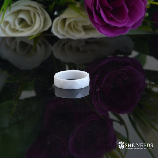 Men’s White Designer Ring | Modern Matte Finish Band