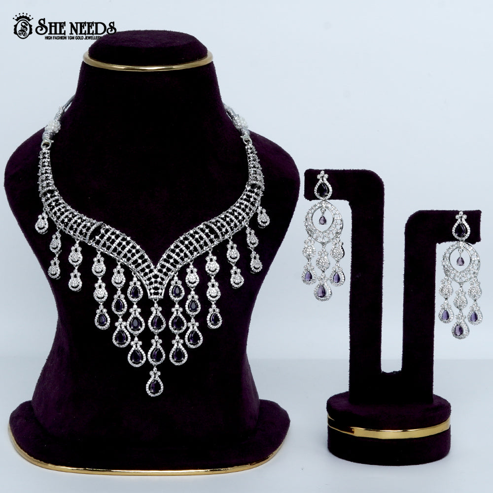 Royal Cascade Lattice Rhodium Silver Necklace