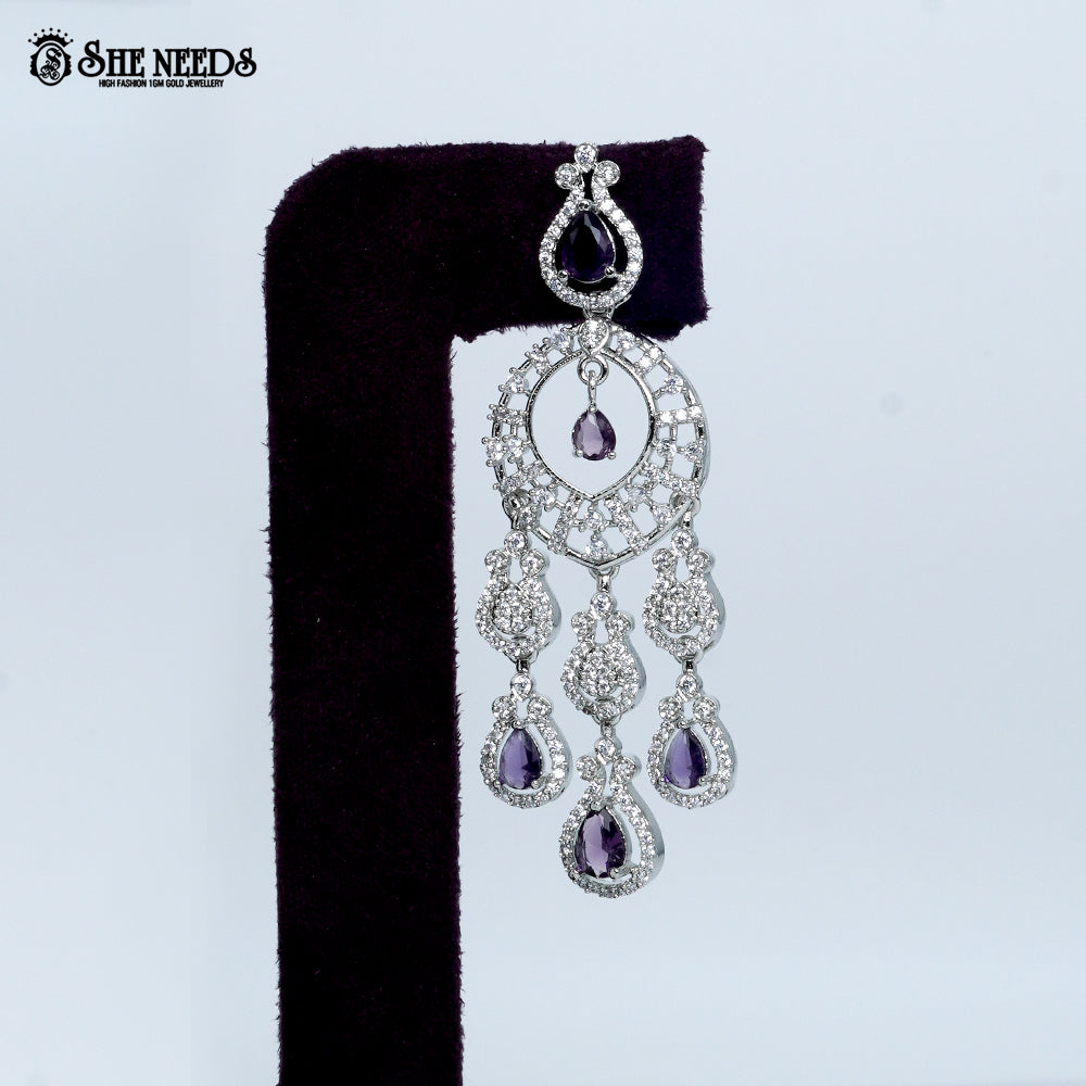 Royal Cascade Lattice Rhodium Silver Necklace
