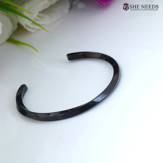 Matt Black Modern Geometric Designer Kada