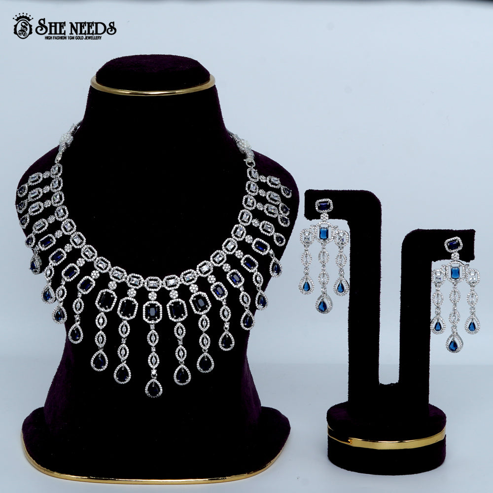 Imperial Link Cascade Rhodium Silver Necklace