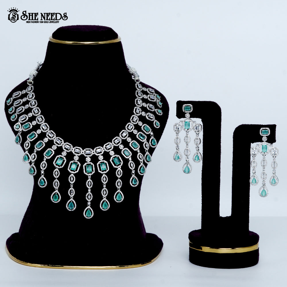 Imperial Link Cascade Rhodium Silver Necklace