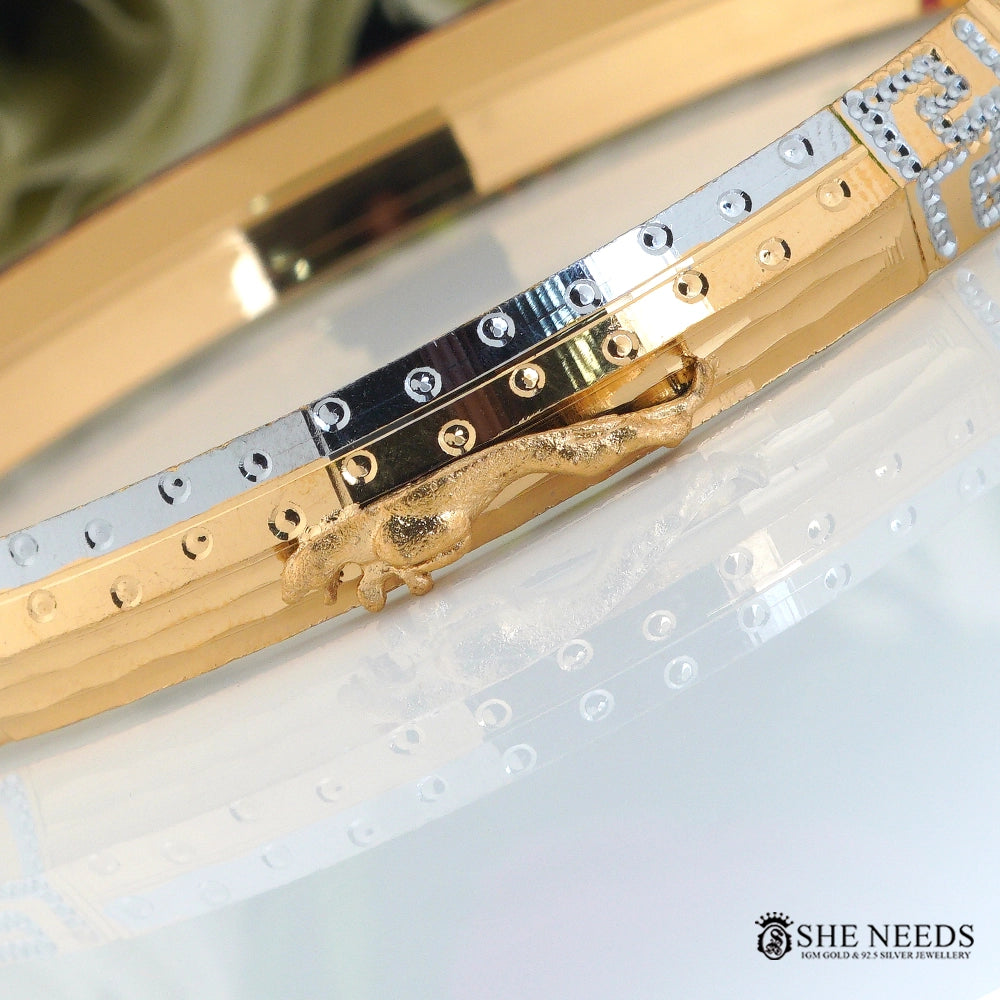 Elegant  Men’s Gold & Silver Tone Bracelet  Modern  Designer Kada