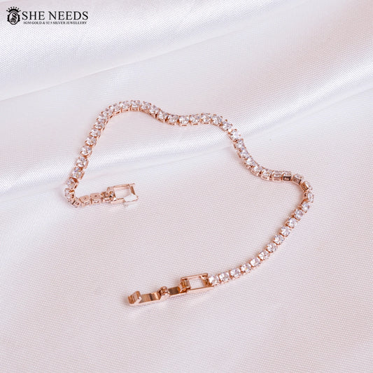 Premium rose gold finish crystal bracelet for women – elegant party wear jewellery | She Needs Jewellery