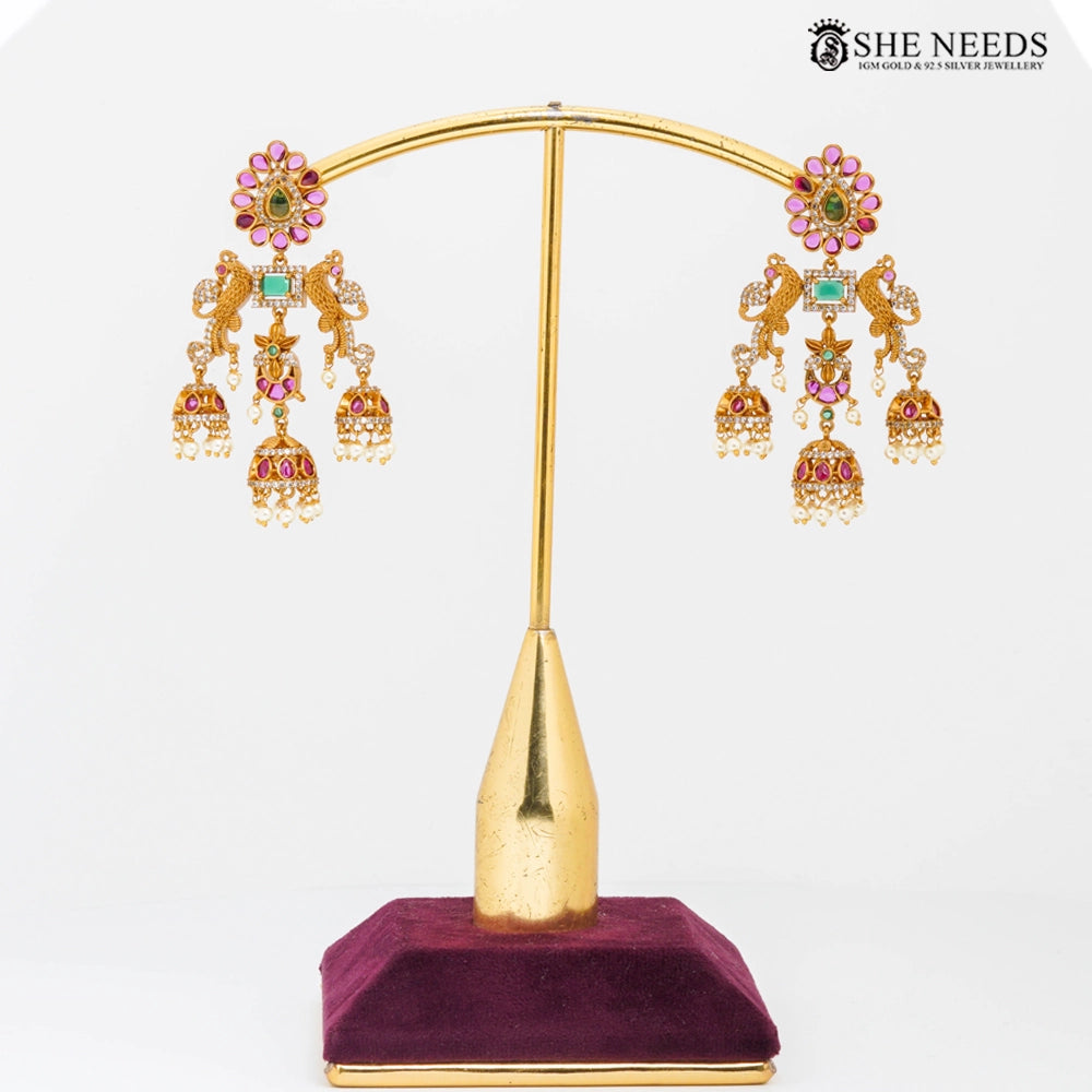 Peacock Chandbali Earrings for Women
