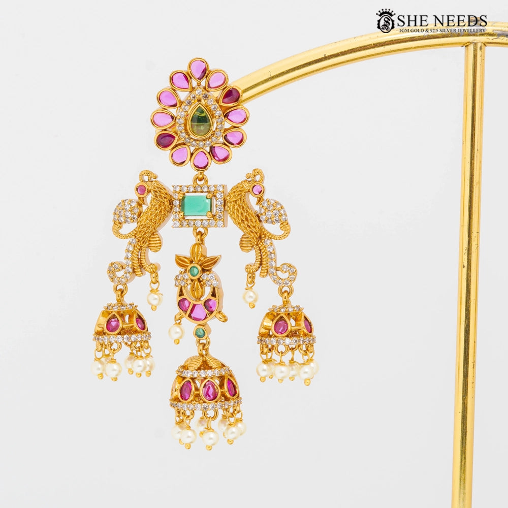 Peacock Chandbali Earrings for Women