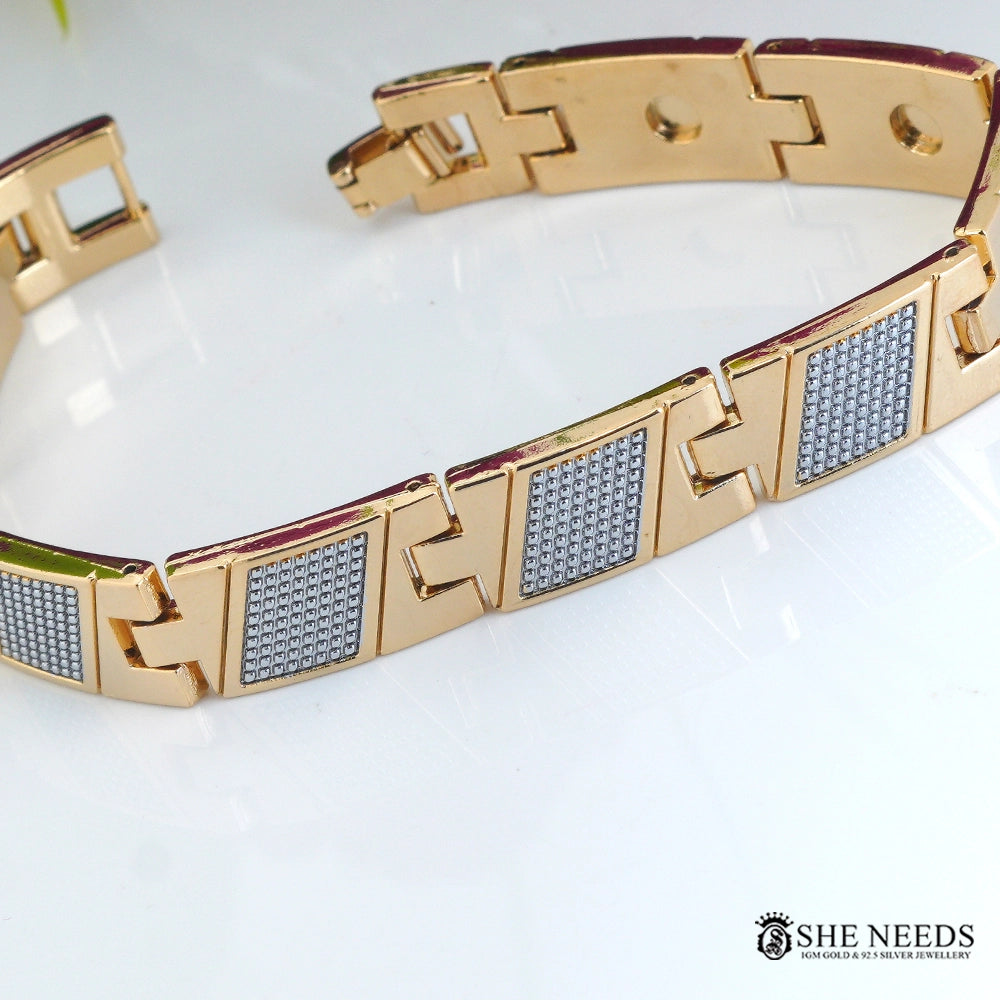 Men’s Gold & Silver Designer Bracelet  Textured Link Style