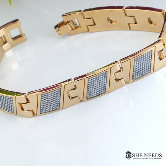Men’s Gold & Silver Designer Bracelet  Textured Link Style