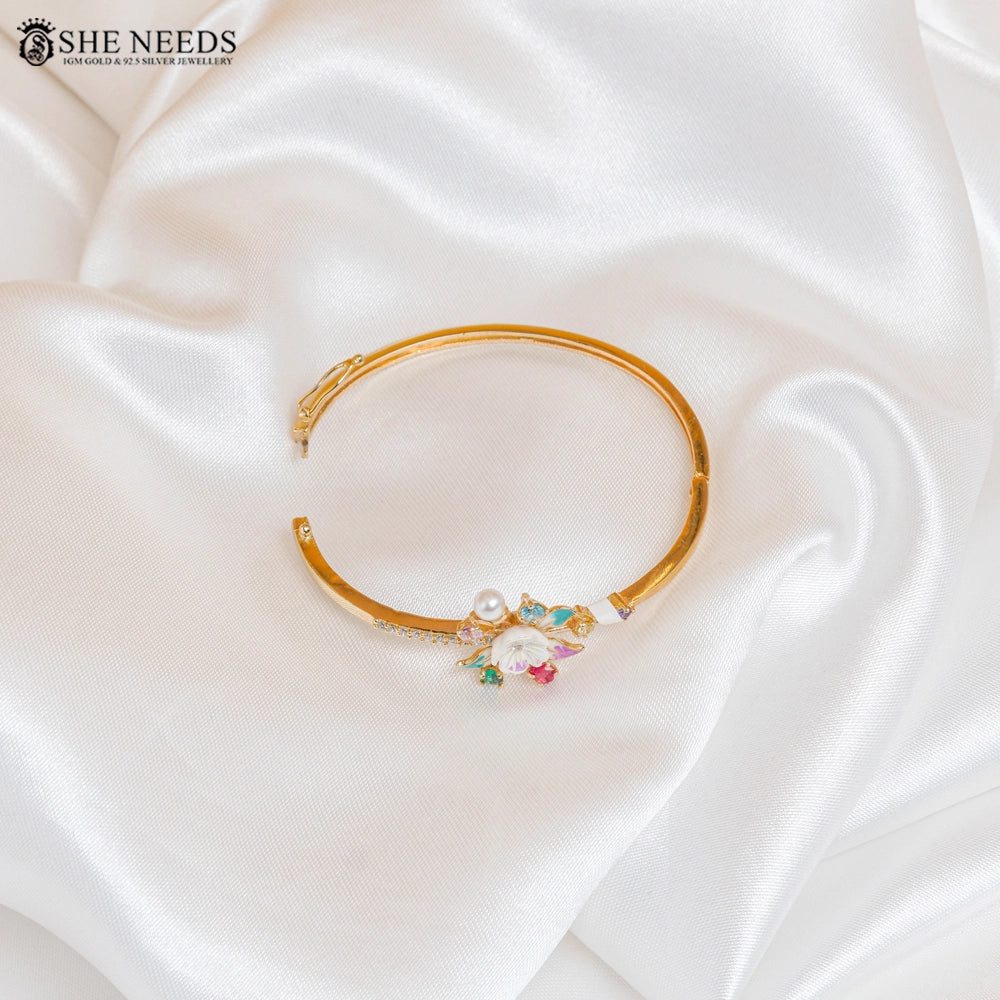 Multicolor Floral Stone Gold Bracelet