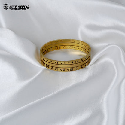 Roman numeral gold finish crystal bracelet for women