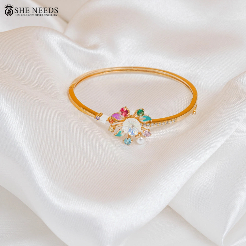Multicolor Floral Stone Gold Bracelet