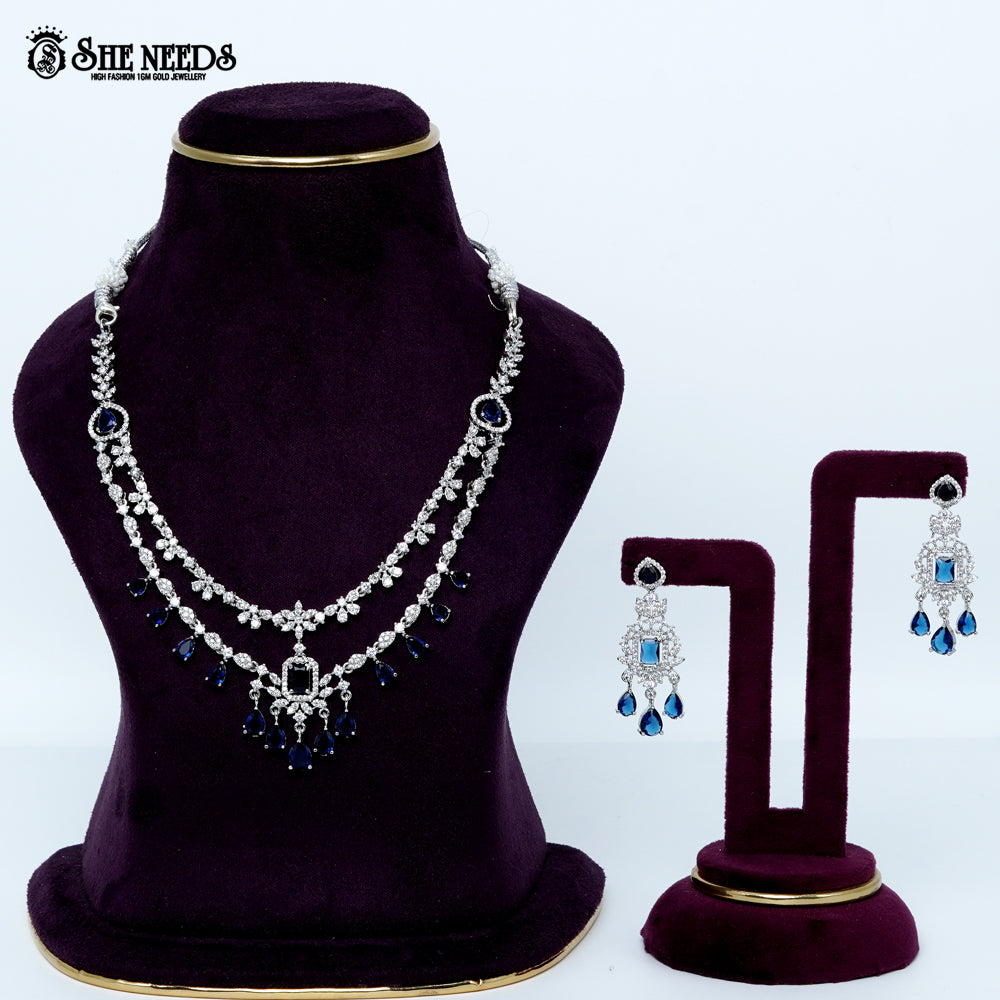 Ethereal Layered Blossom Rhodium Silver Necklace