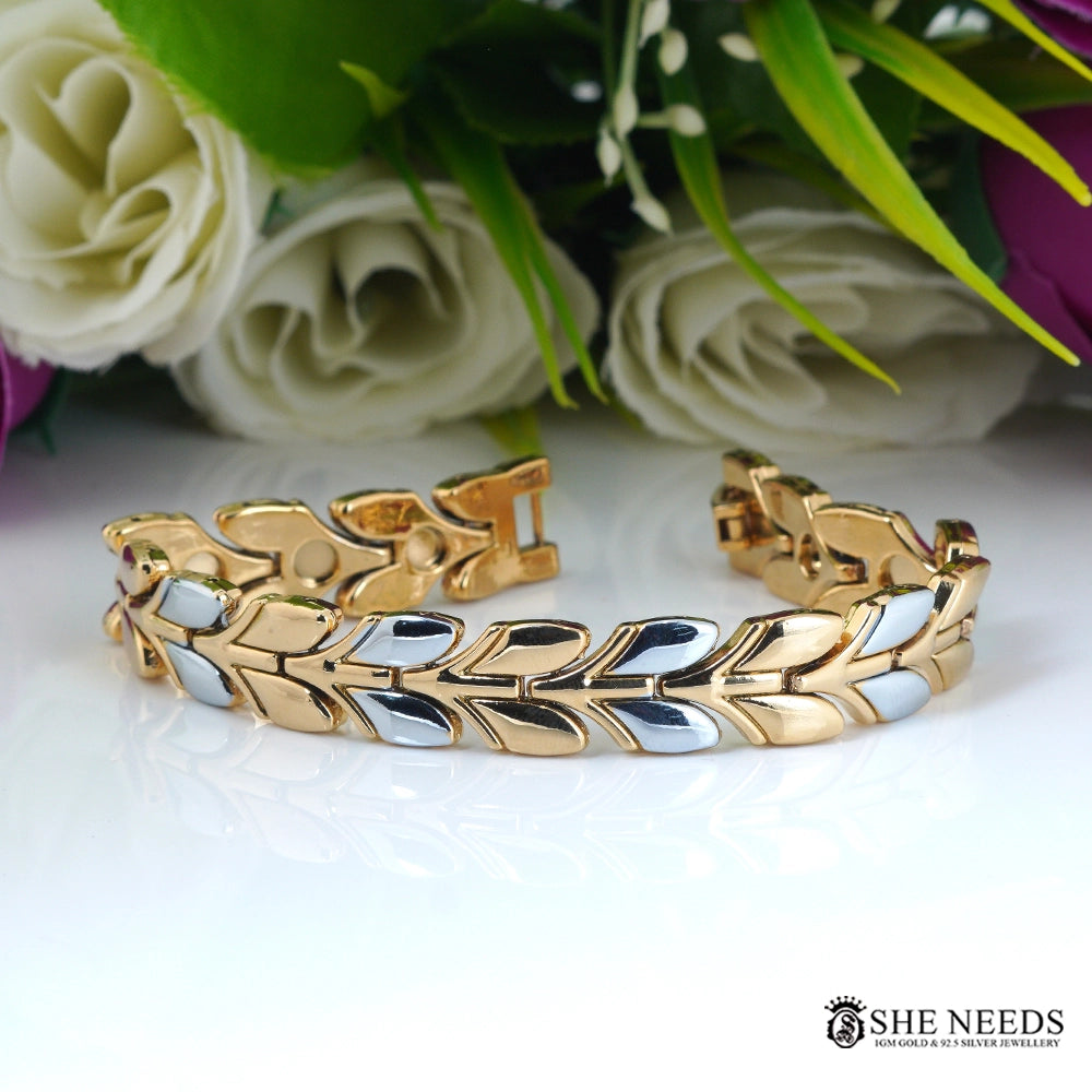 Men’s Gold & Silver Leaf Design Bracelet