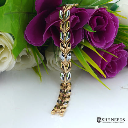 Men’s Gold & Silver Leaf Design Bracelet
