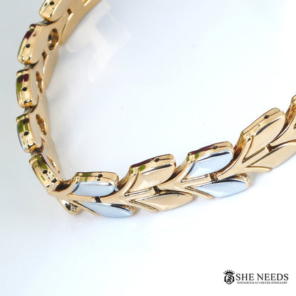 Men’s Gold & Silver Leaf Design Bracelet
