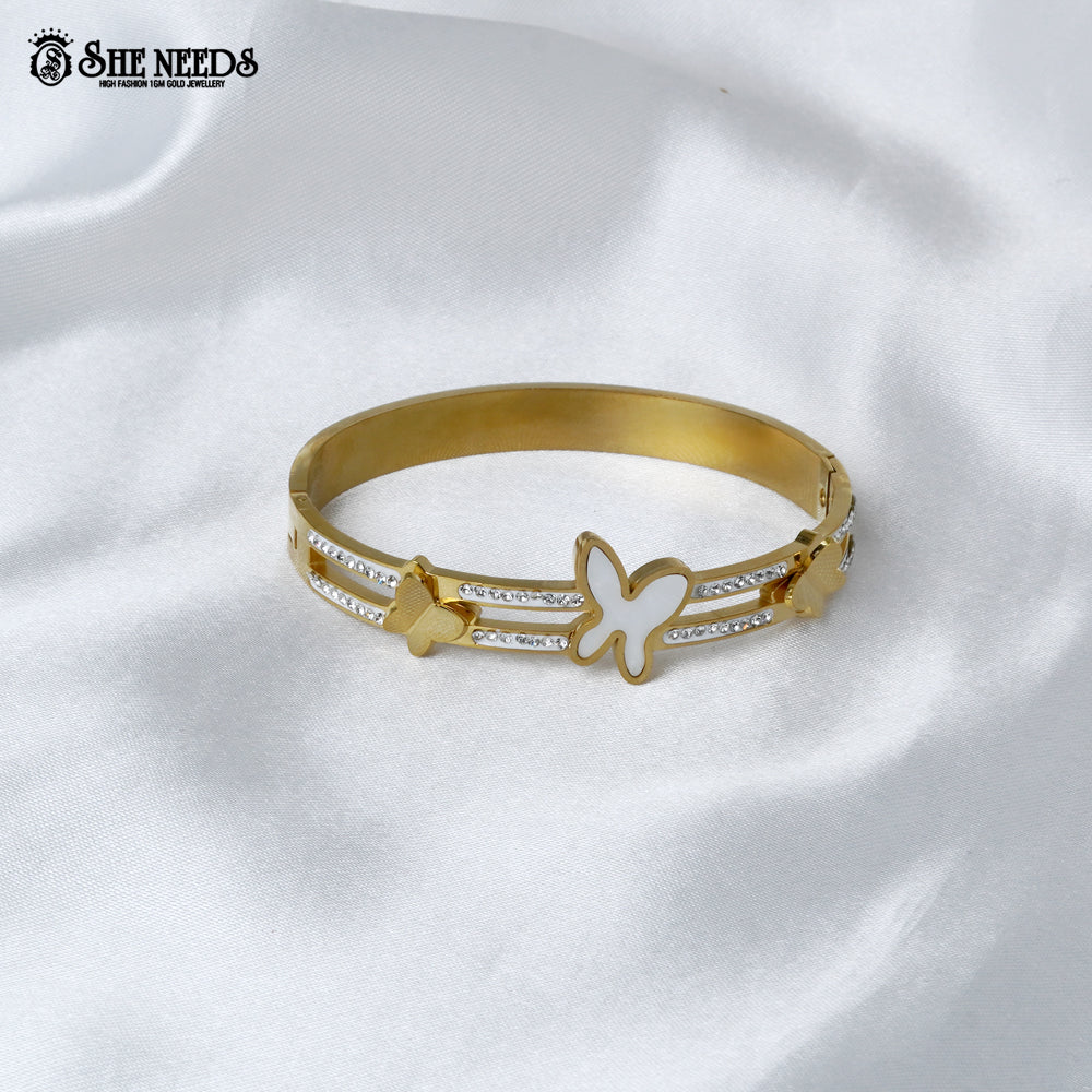 Butterfly Gold Finish Crystal Bracelet