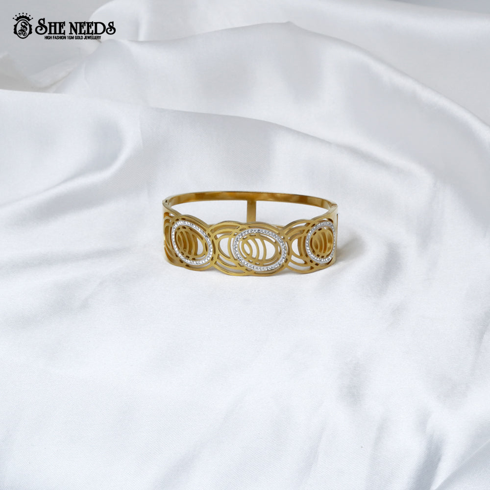 Gold Finish Geometric Crystal Bracelet