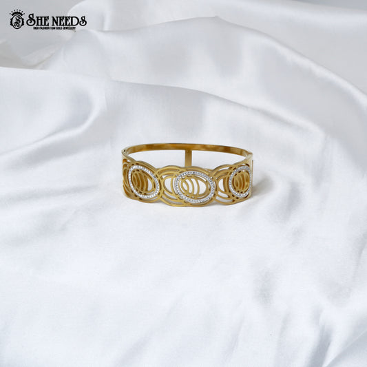 Gold finish geometric crystal bracelet for women stylish jewellery