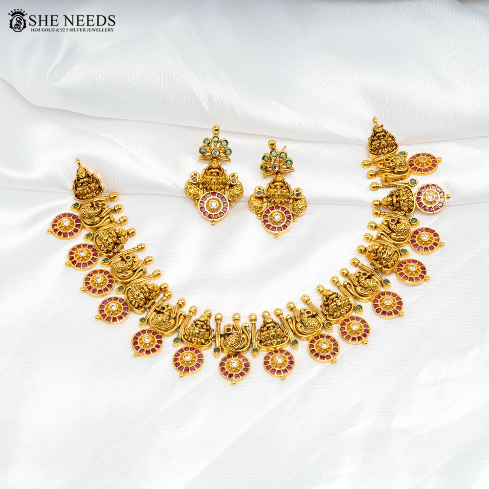 Nakshi Bottu Mala Necklace Set with Goddess
