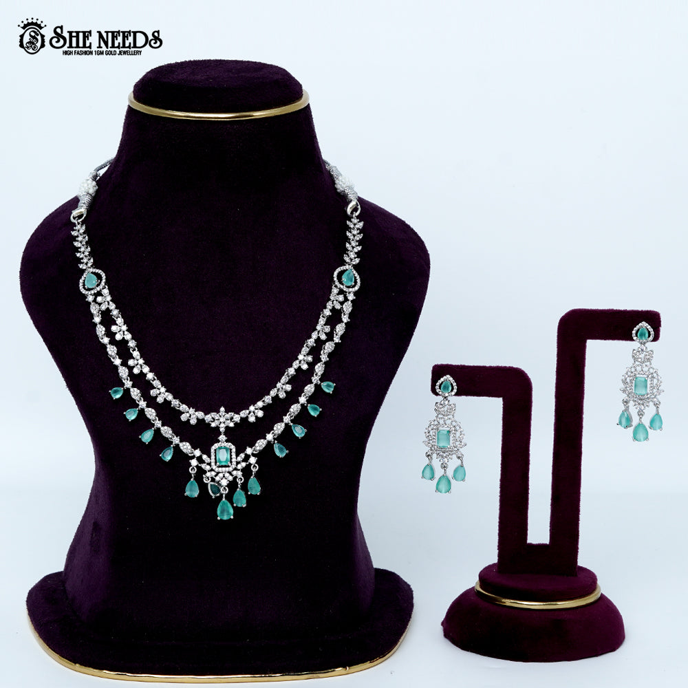 Ethereal Layered Blossom Rhodium Silver Necklace