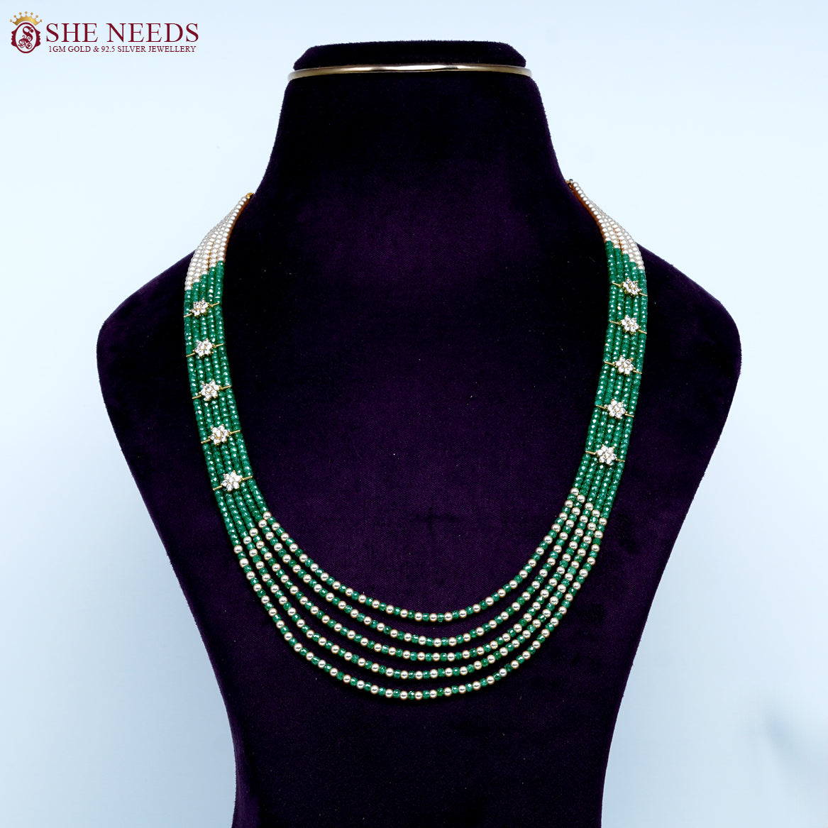 Ethnic Grace Green Pearl Beads Necklace
