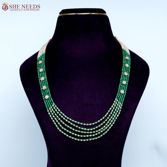 Ethnic Grace Green Pearl Beads Necklace