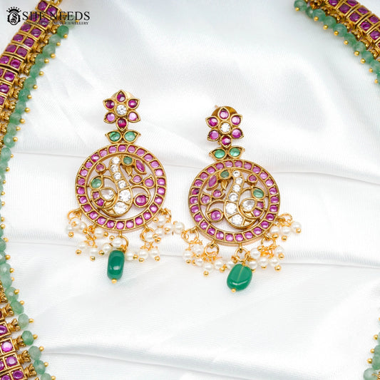 She Needs Jewellery traditional Kempu stone short necklace set with earrings