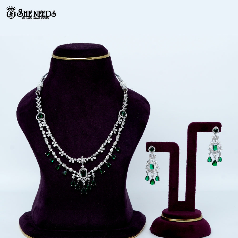 Ethereal Layered Blossom Rhodium Silver Necklace