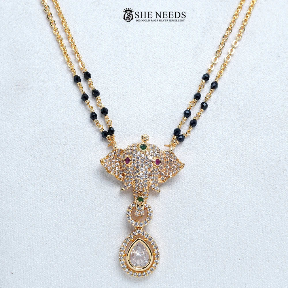 Royal Elephant CZ Pendant Mangalsutra