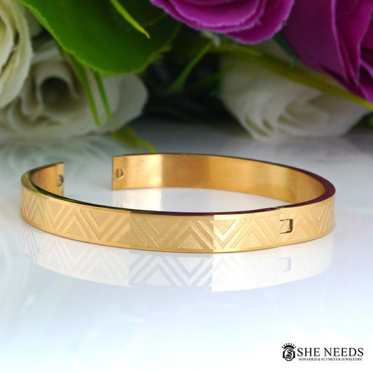 Men’s Gold Engraved Cuff Bracelet