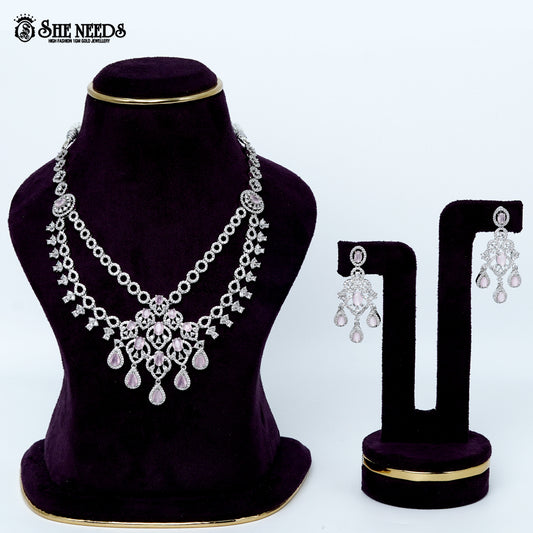 Regal circle weave rhodium silver necklace with layered statement design