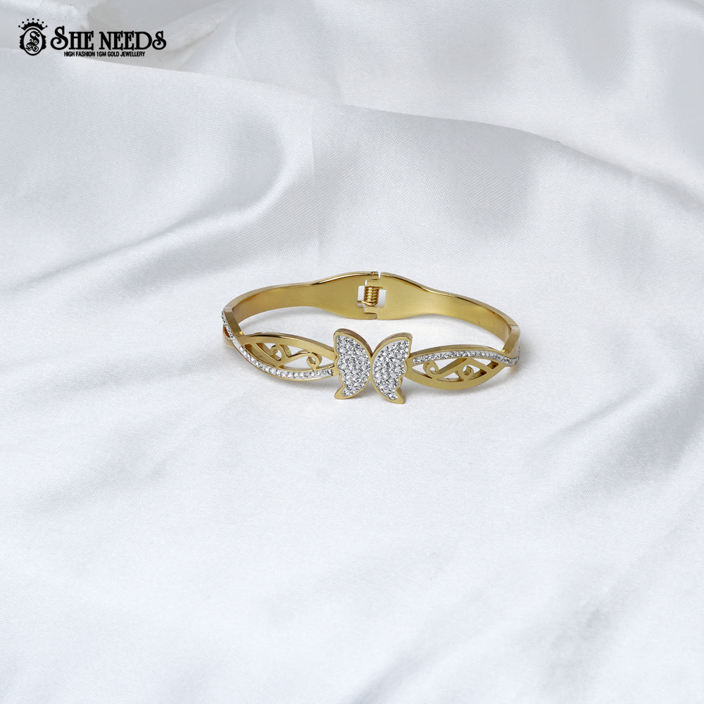 Butterfly Charm Gold Finish Bracelet
