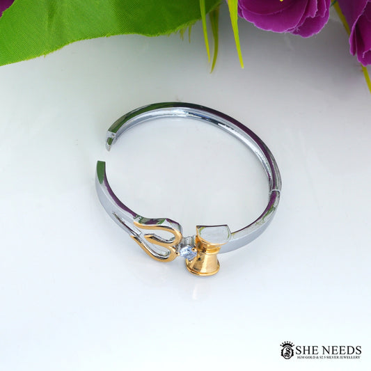 Om & Trishul Gold-Silver Bracelet for Men