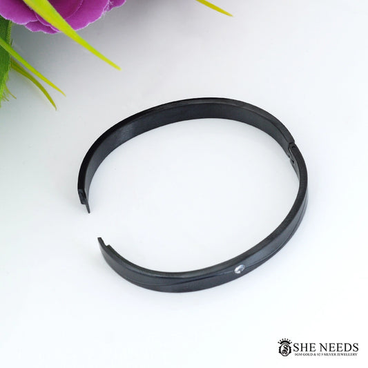 Black Stainless Steel Bracelet for Men with Stone