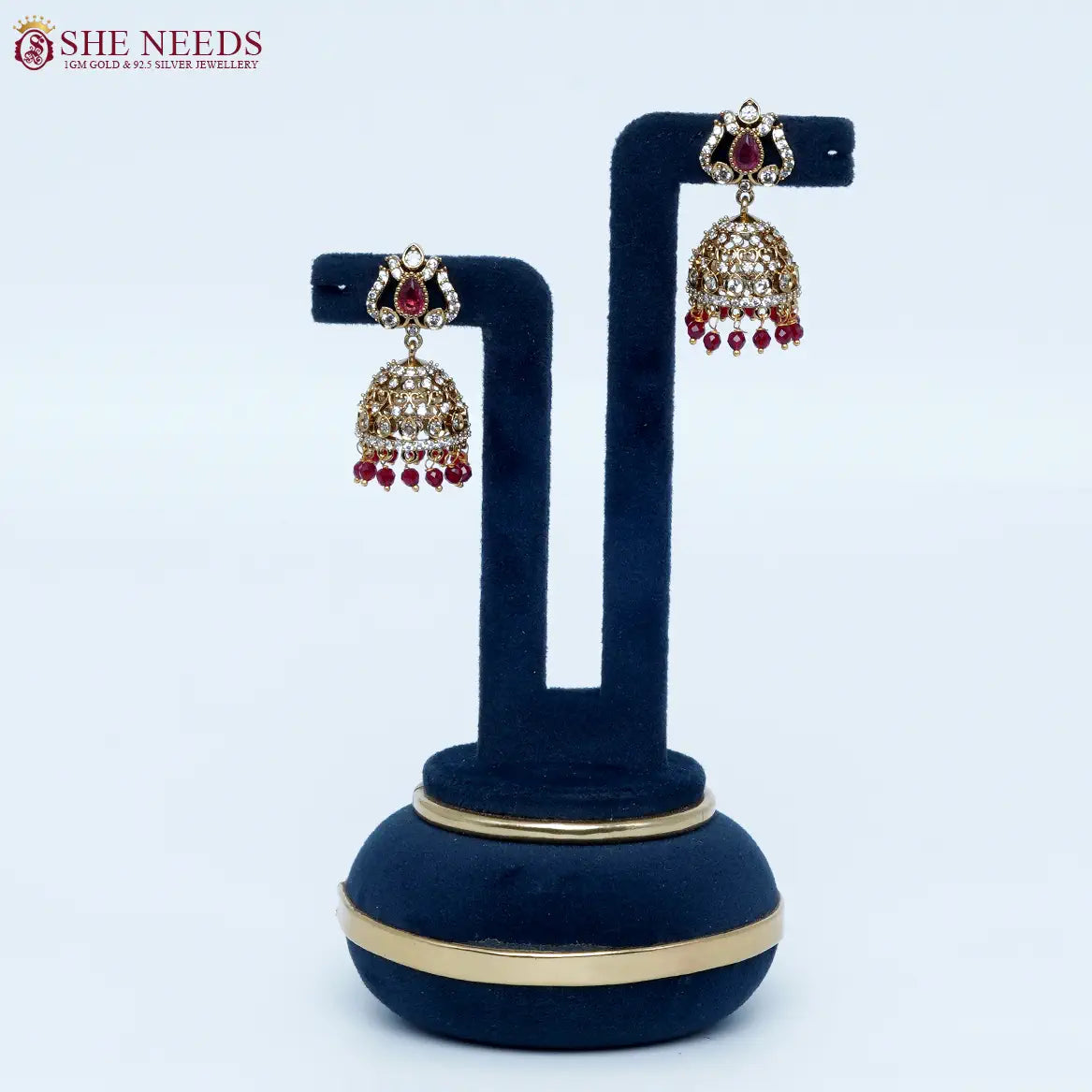 Emerald Sparkle Antique Jhumka Earrings