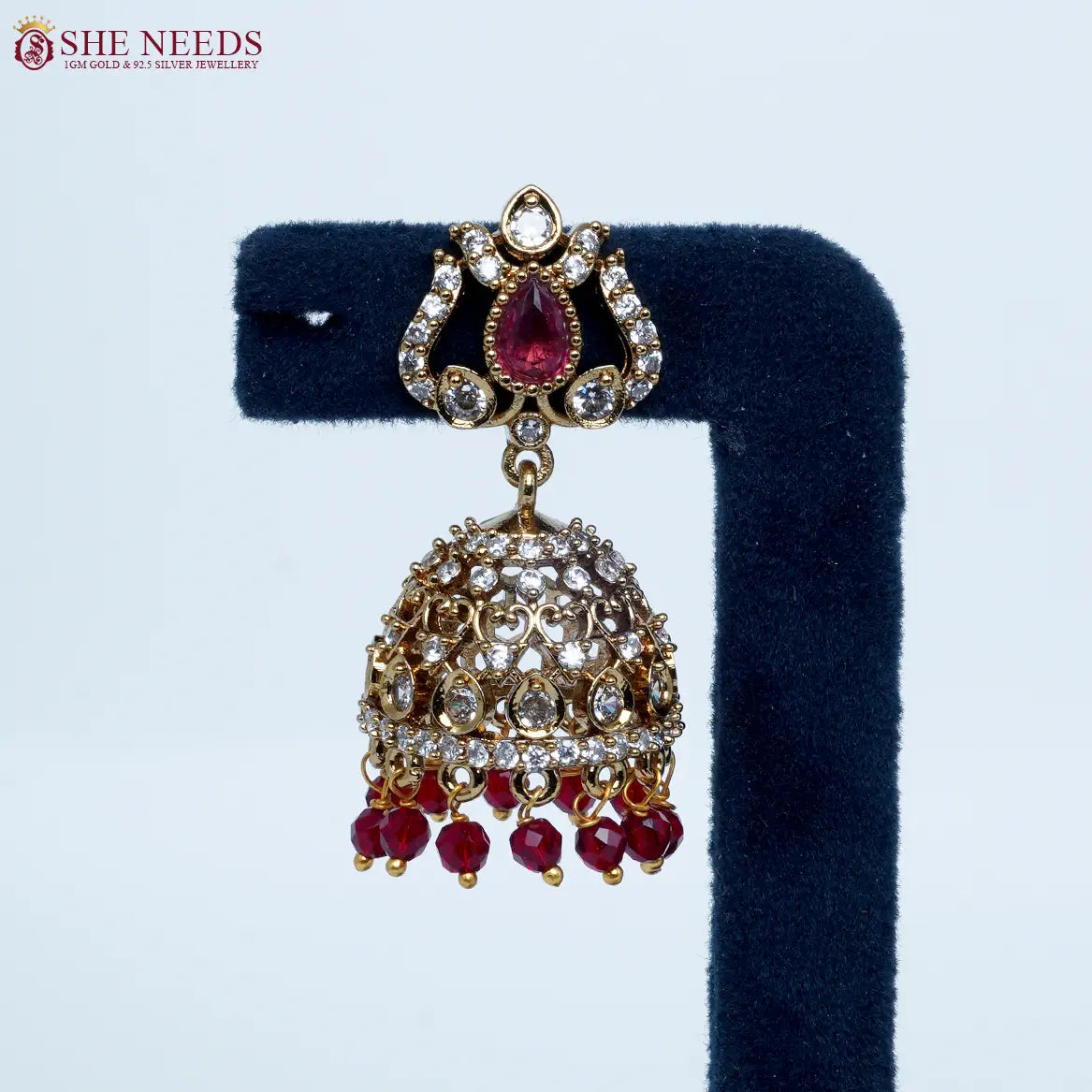 Emerald Sparkle Antique Jhumka Earrings