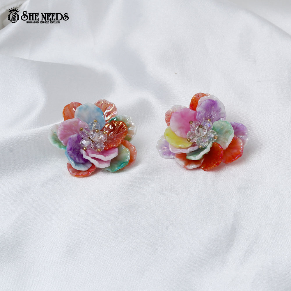 multicolor floral fancy earrings for women stylish statement jewelry