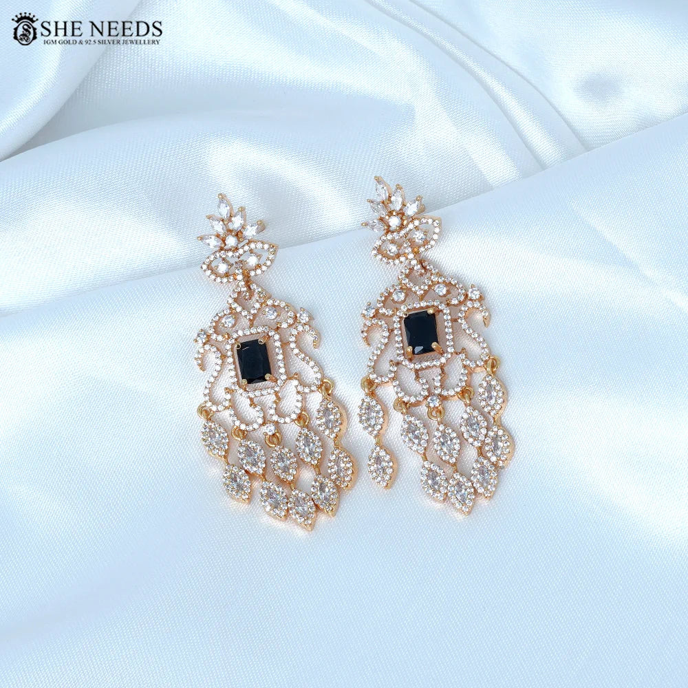 Royal Ruby Glow Chandbali Earrings with CZ Stones