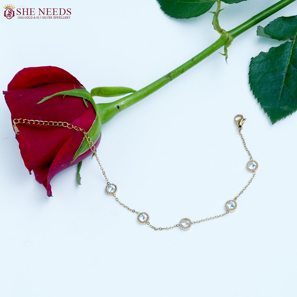 Lucky Stone charm gold bracelet by She Needs Jewellery