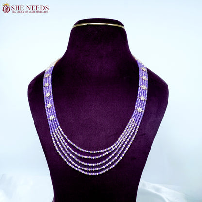 Ethnic Grace purple pearl beads necklace multi strand traditional jewellery