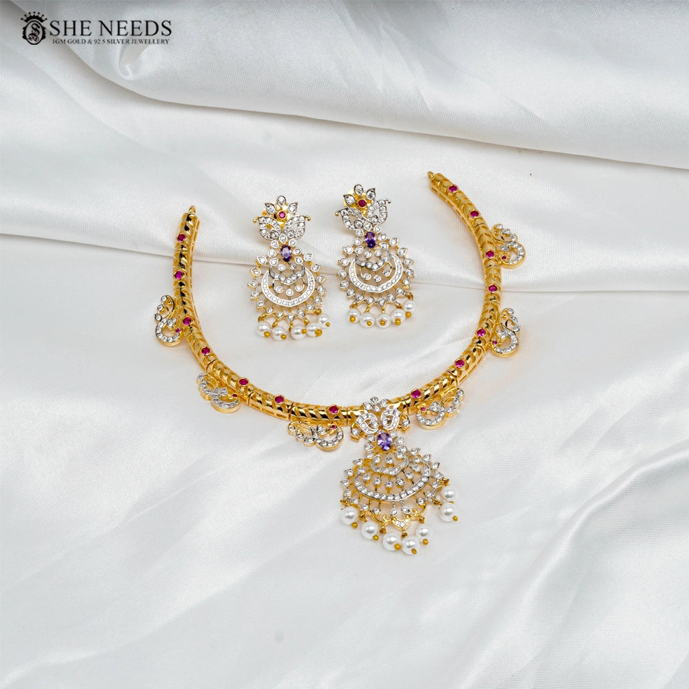 Ruby Stone Diamond Style Choker Necklace