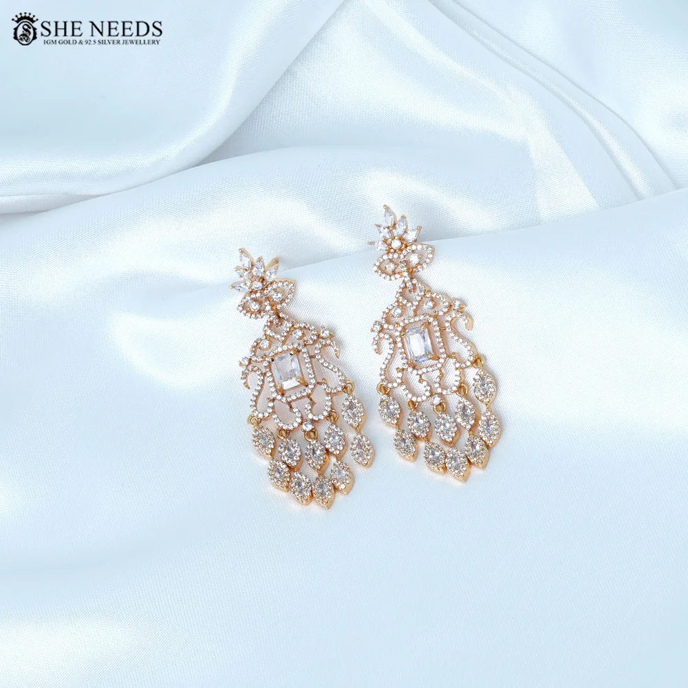 Royal Ruby Glow Chandbali Earrings with CZ Stones