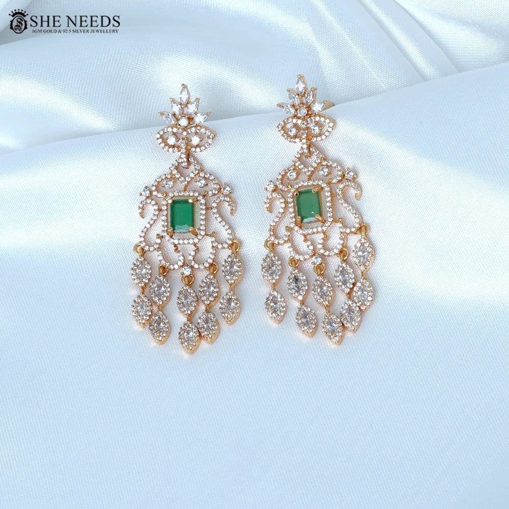Royal Ruby Glow Chandbali Earrings with CZ Stones