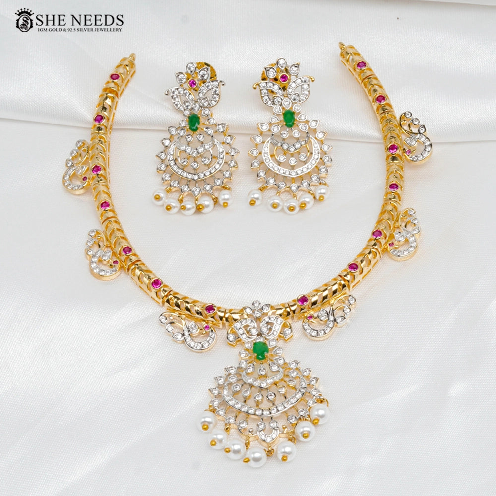 Ruby Stone Diamond Style Choker Necklace
