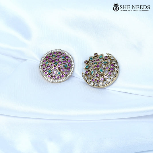 Suryudu Chandrudu Purple Kundan Pearl Hair Clips