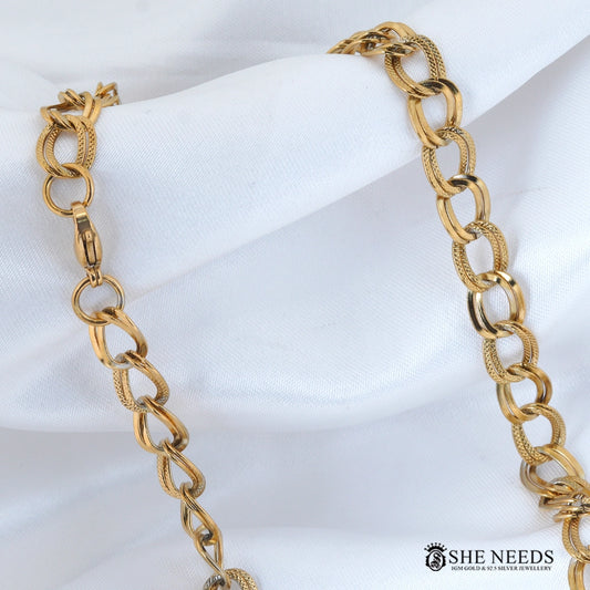 Gold Finish Oval Link Chain | Stylish Men’s Chain Necklace