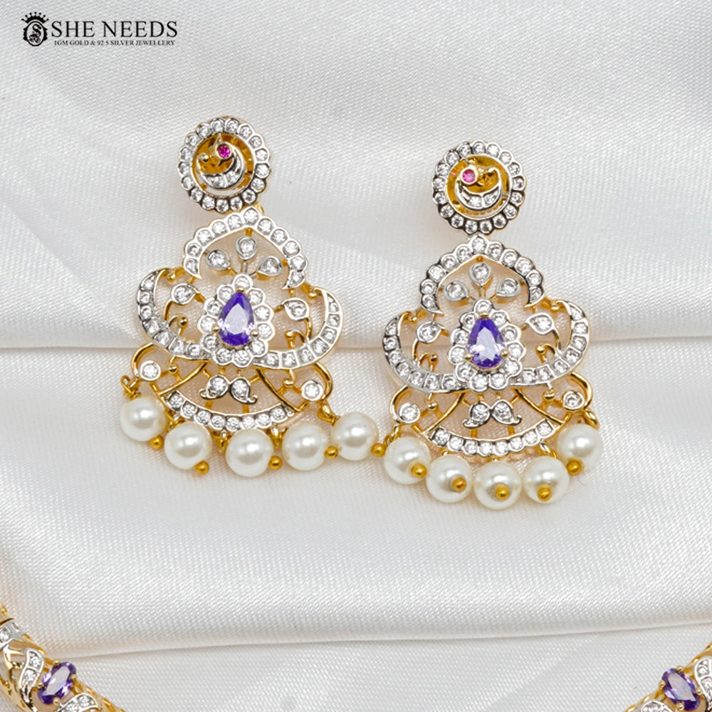 Ruby Stone Diamond Style Necklace Set