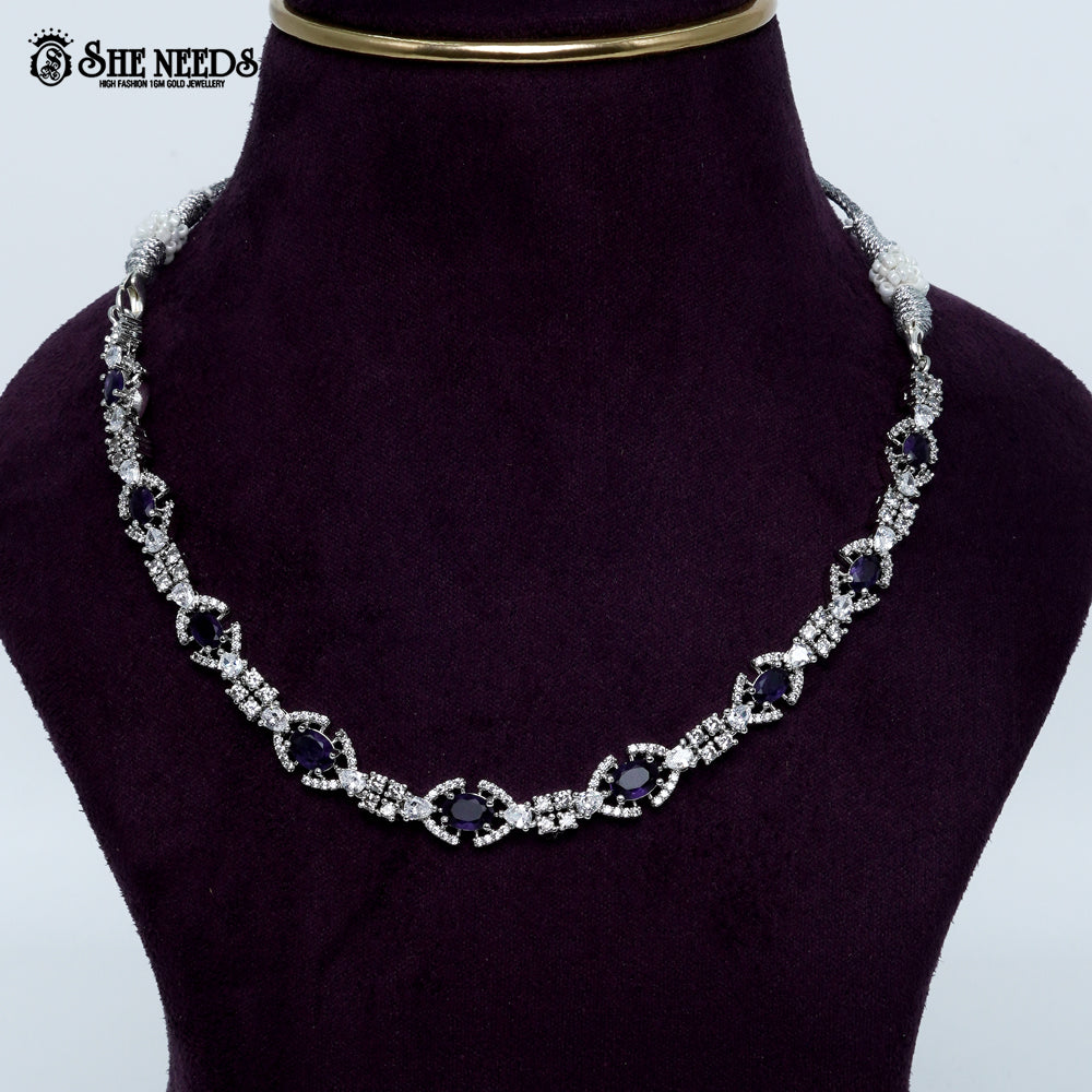 Elegant Oval Link Rhodium Silver Necklace